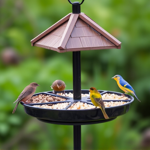 Bird feeding station with seed trays