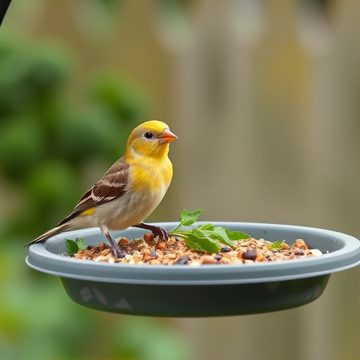 Bird feeding tray with fresh greens
