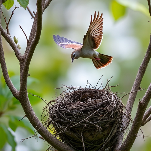 Bird flying from unused nesting spot