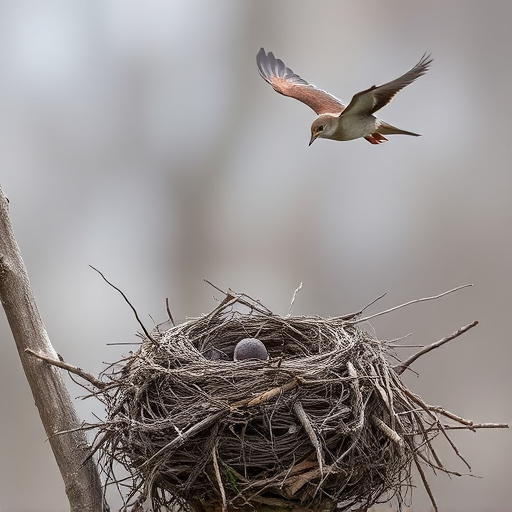 Bird flying from unused nesting spot