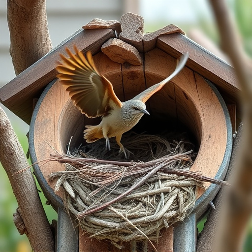 Bird flying from unused nesting spot