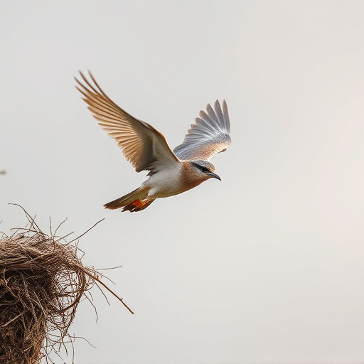 Bird flying from unused nesting spot