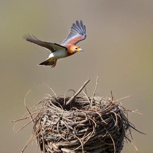 Bird flying from unused nesting spot