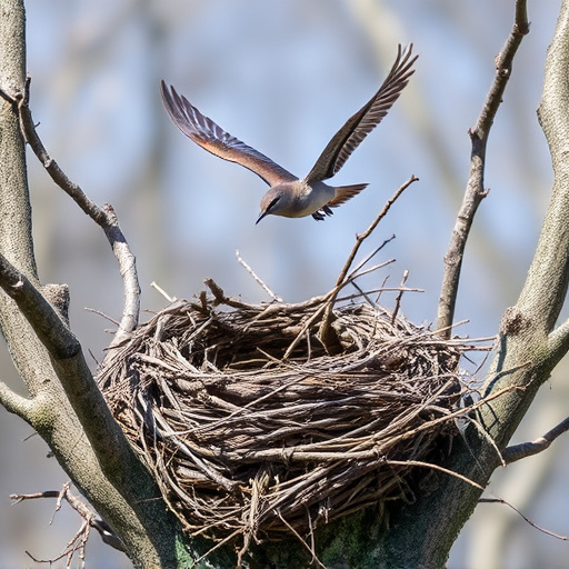 Bird flying from unused nesting spot