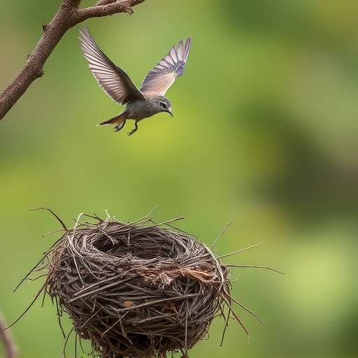 Bird flying from unused nesting spot