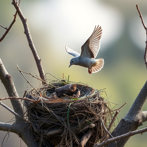 Bird flying from unused nesting spot