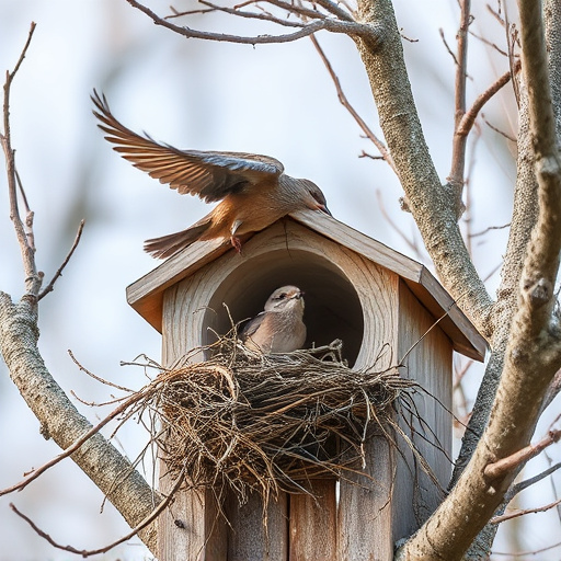 Bird flying from unused nesting spot