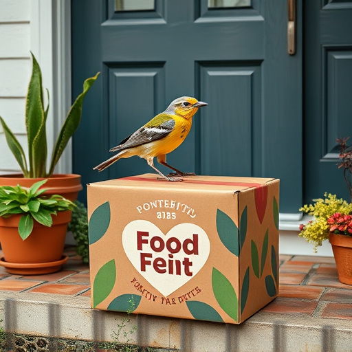 Bird food delivery box on doorstep