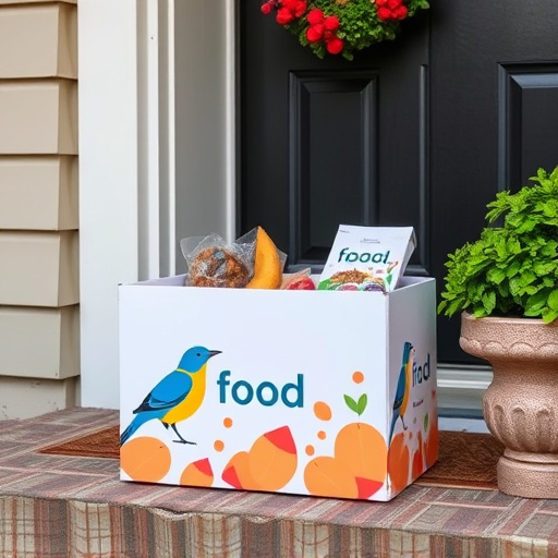 Bird food delivery box on doorstep