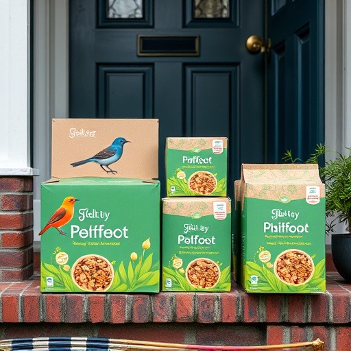 Bird food delivery boxes on doorstep