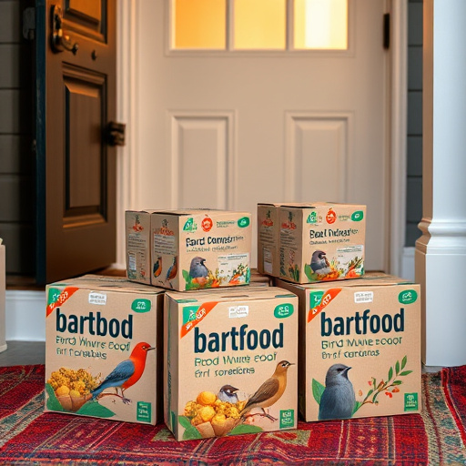 Bird food delivery boxes on doorstep