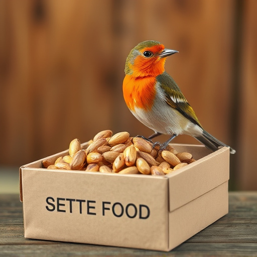 Bird food delivery with feathers on box