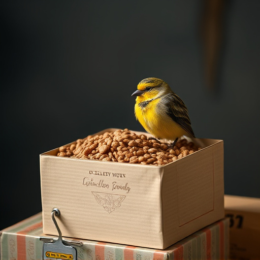 Bird food delivery with feathers on box