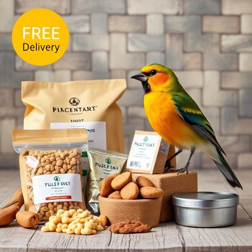 Bird food parcel with free delivery label