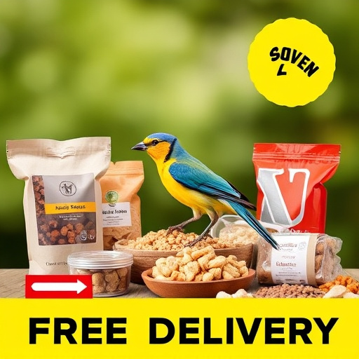 Bird food parcel with free delivery label