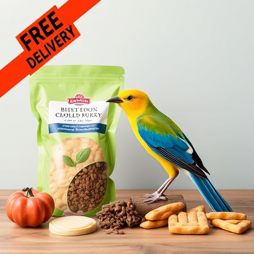 Bird food parcel with free delivery label