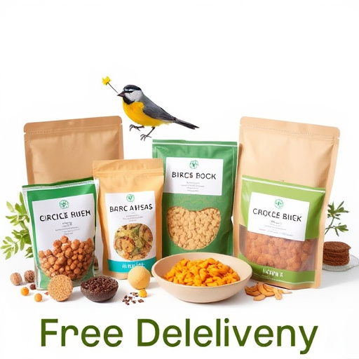 Bird food parcel with free delivery label