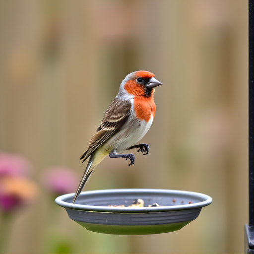Bird perched on feeder in garden
