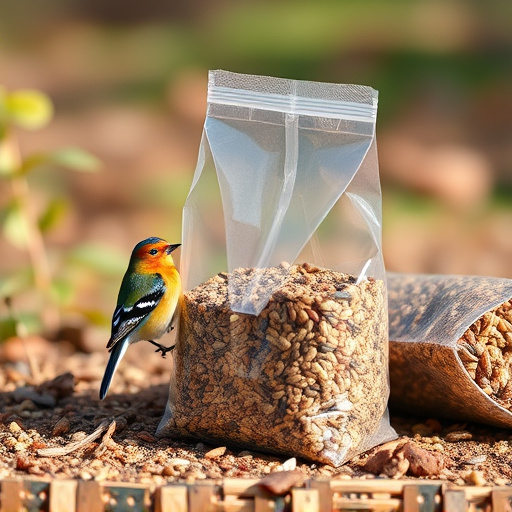 Bird seed bulk packaging outdoors