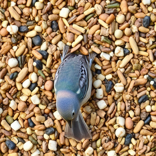 Bird seed pile with natural textures
