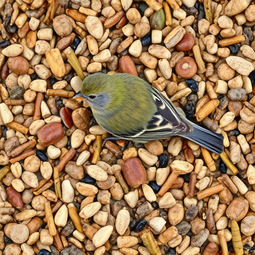 Bird seed pile with natural textures