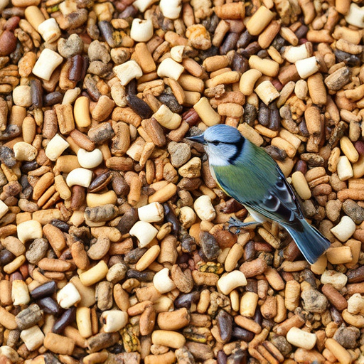 Bird seed pile with natural textures