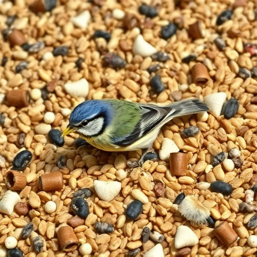 Bird seed pile with natural textures