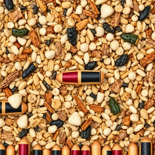 Bird seed pile with natural textures