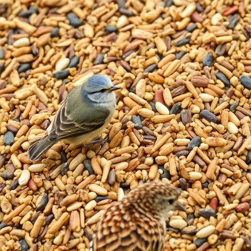 Bird seed pile with natural textures