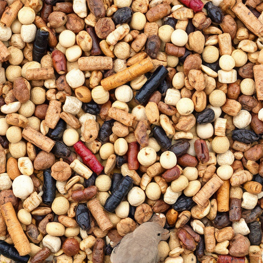 Bird seed pile with natural textures