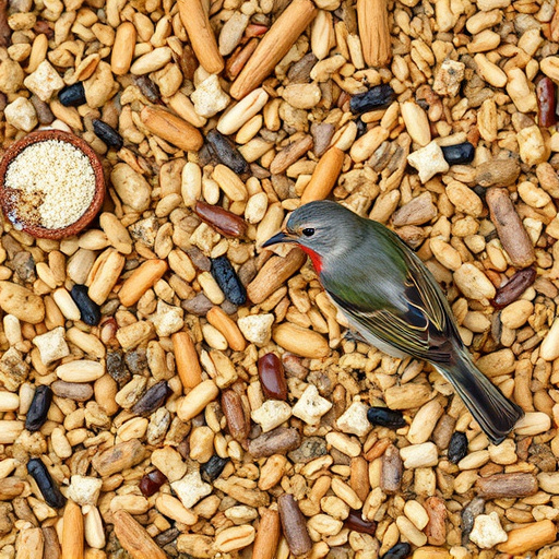 Bird seed pile with natural textures