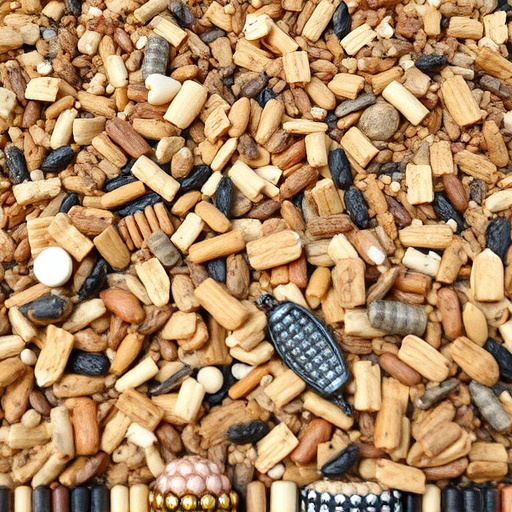 Bird seed pile with natural textures