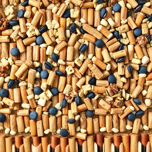 Bird seed pile with natural textures