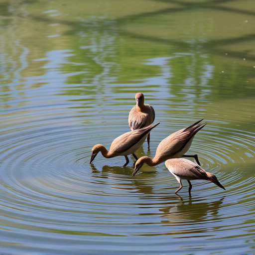 Birds drinking from fresh water bath