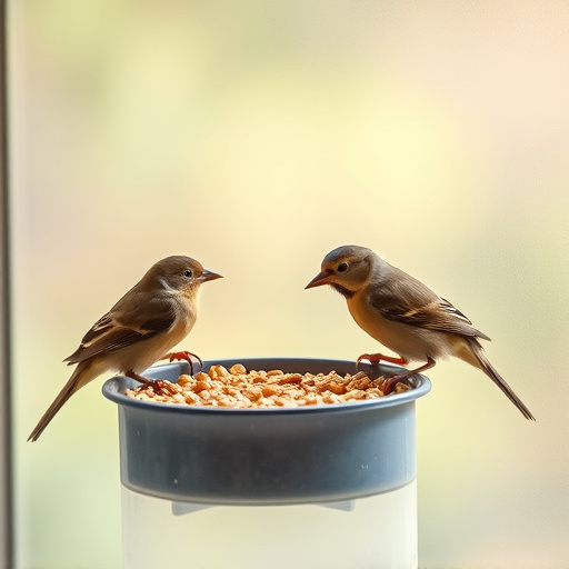 Birds enjoying seeds by window feeder