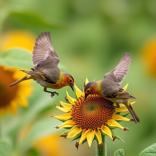 Birds feeding on sunflower hearts