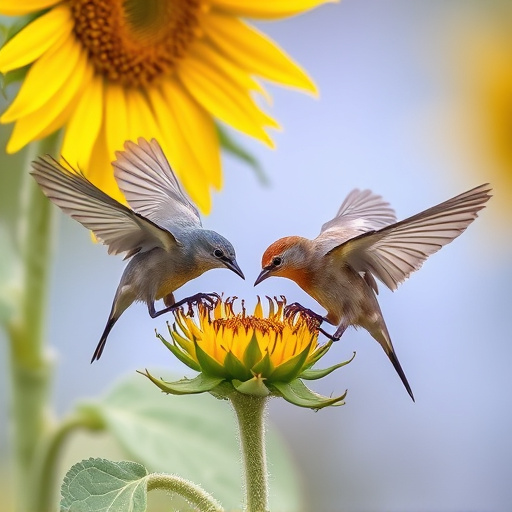 Birds feeding on sunflower hearts
