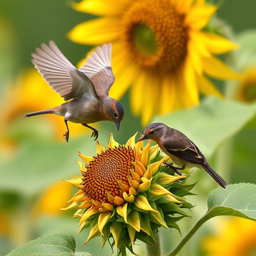 Birds feeding on sunflower hearts