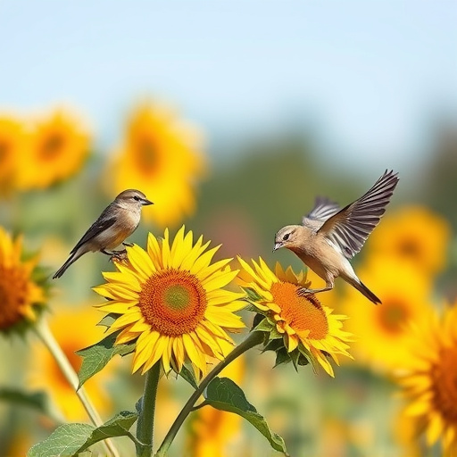 Birds feeding on sunflower hearts outdoors