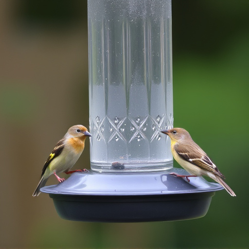 Birds feeding on waterproof feeder