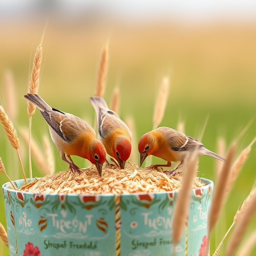 Birds feeding on wheat-free mix
