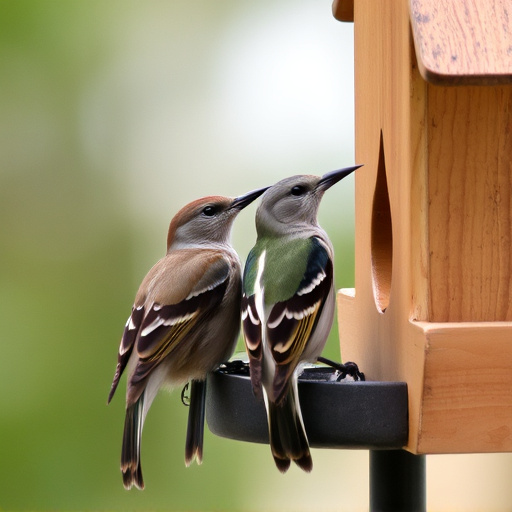 Birds pecking at restricted feeder ports