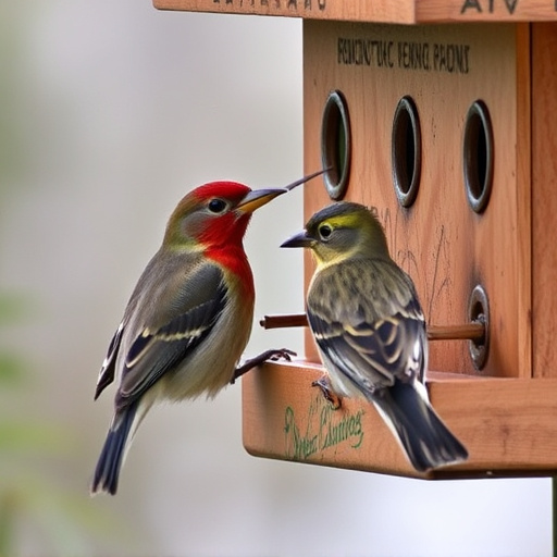 Birds pecking at restricted feeder ports