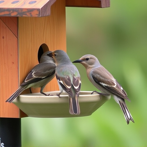 Birds pecking at restricted feeder ports