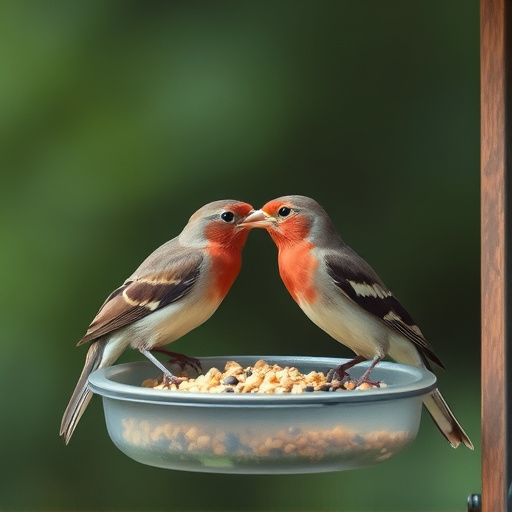 Birds pecking at restricted feeder ports