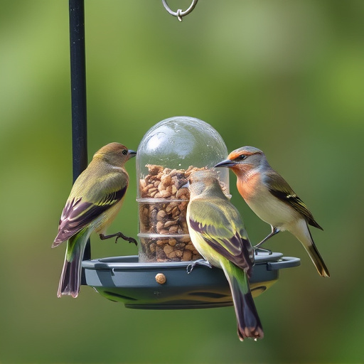 Birds pecking at restricted feeder ports