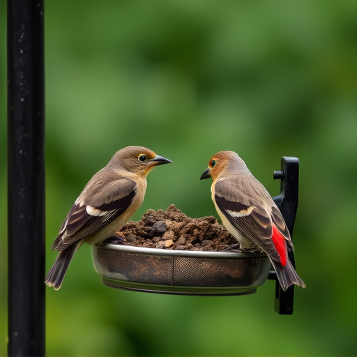 Birds pecking at restricted feeder ports