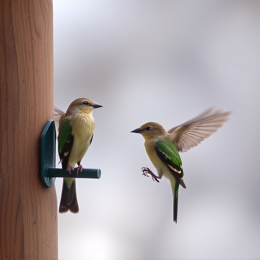 Birds pecking at restricted feeder ports