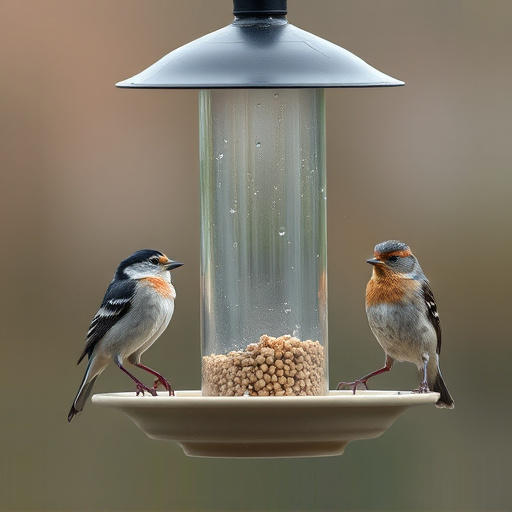 Birds perched on weatherproof feeder