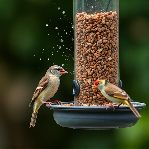 Birds using feeder without seed mess